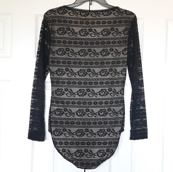 Max Studio Specialty MSSP lace bodysuit black nylon blend size Medium - Picture 3 of 10